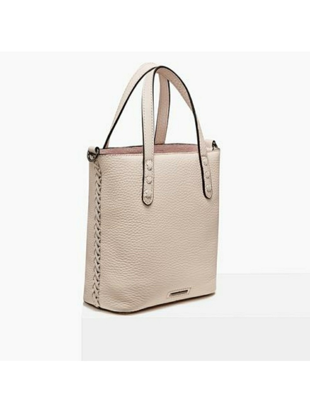 Rebecca Minkoff Unlined 100% Leather Mini Whipstitch Tote in Light Blush